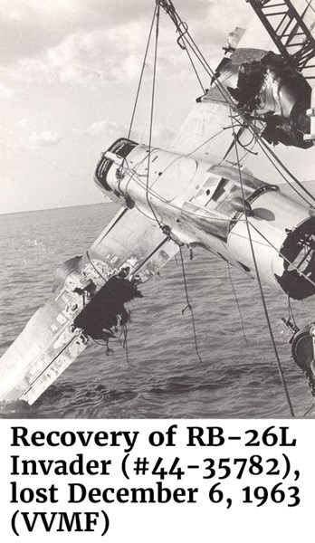 Photo of the Recovery of a RB-26L Invader (# 44-35782), lost December 6, 1963 (VVMF)